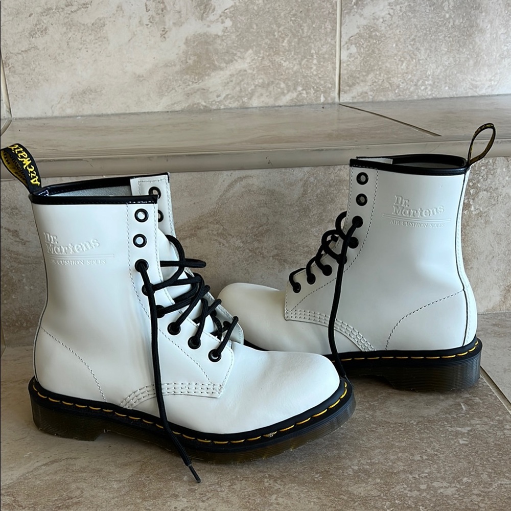Dr. Martens White Boots with Black Laces